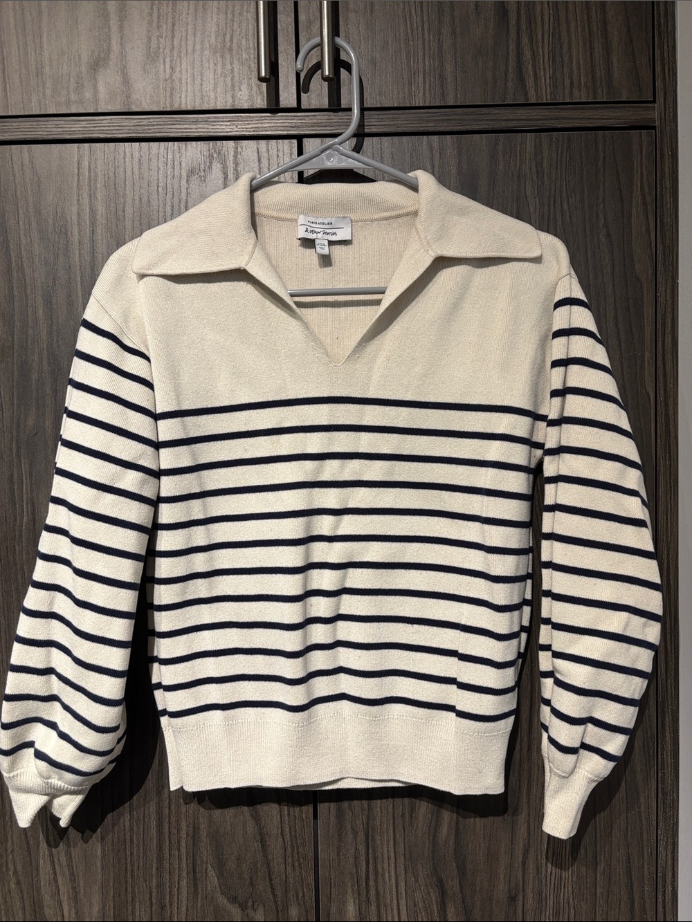 & Other Stories Cream and Navy Striped Sweater